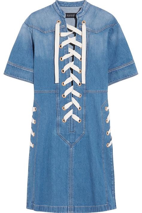 gucci lace up denim dress|Denim Dresses & Jumpsuits for Women .